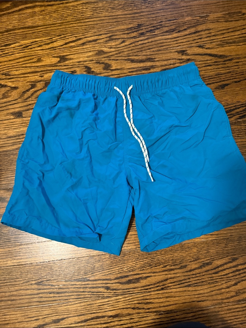 Men's Lightweight Blue Swim Trunks with Drawstring